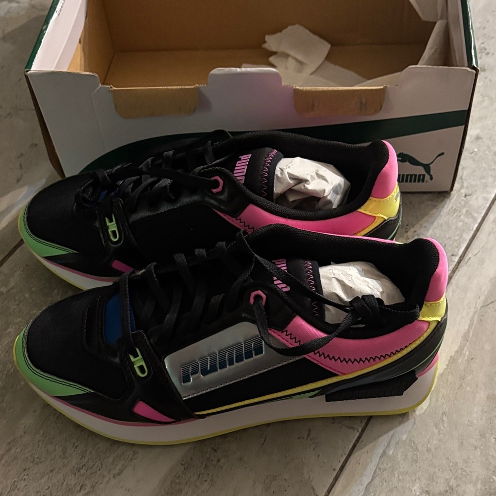 Puma Black and Multicolor Sneakers